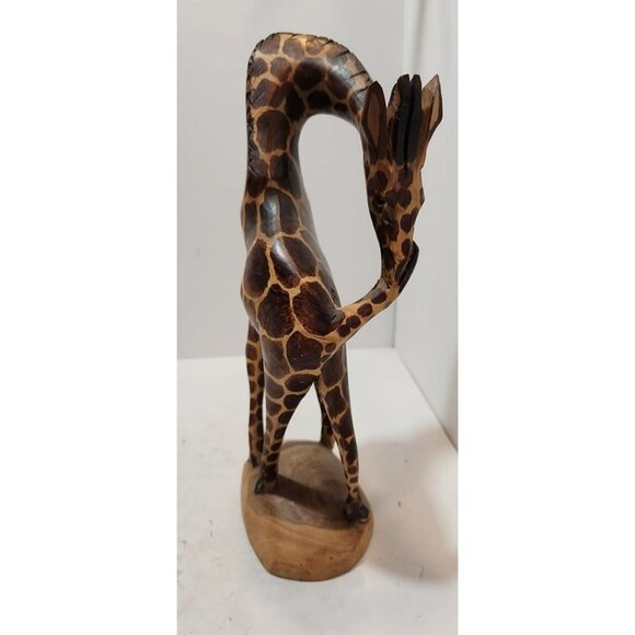 Vtg Besmo Kenya Handcarved Wooden Pair of Giraffe Figurines 12" Tall - Picture 8 of 16